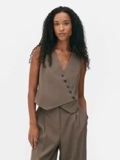Blazer|Primark Asymmetrische Weste Mit Knopfleiste Mokkafarben