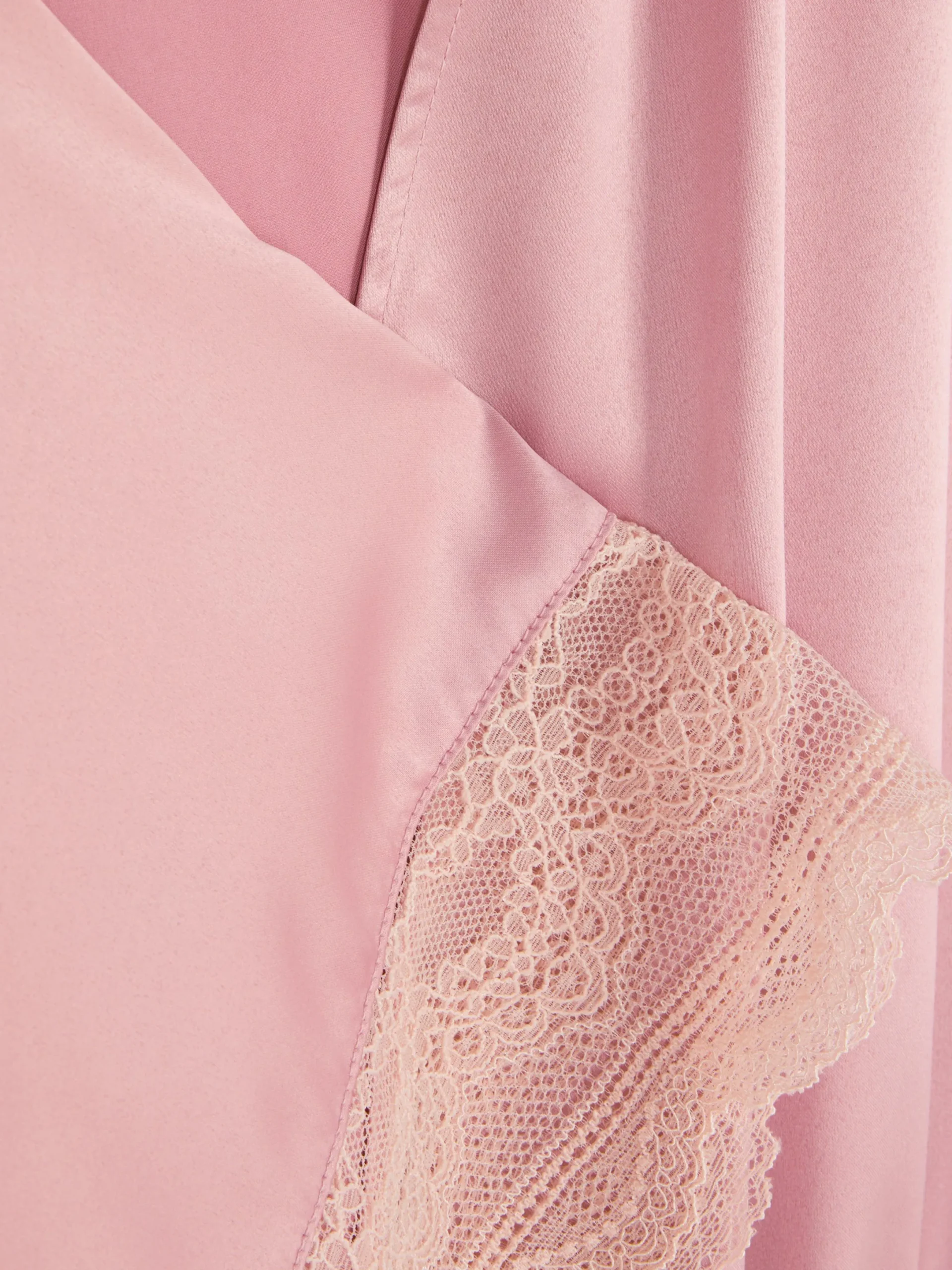 Bademäntel|Primark Bademantel Aus Satin Mit Spitzenbesatz Rosa