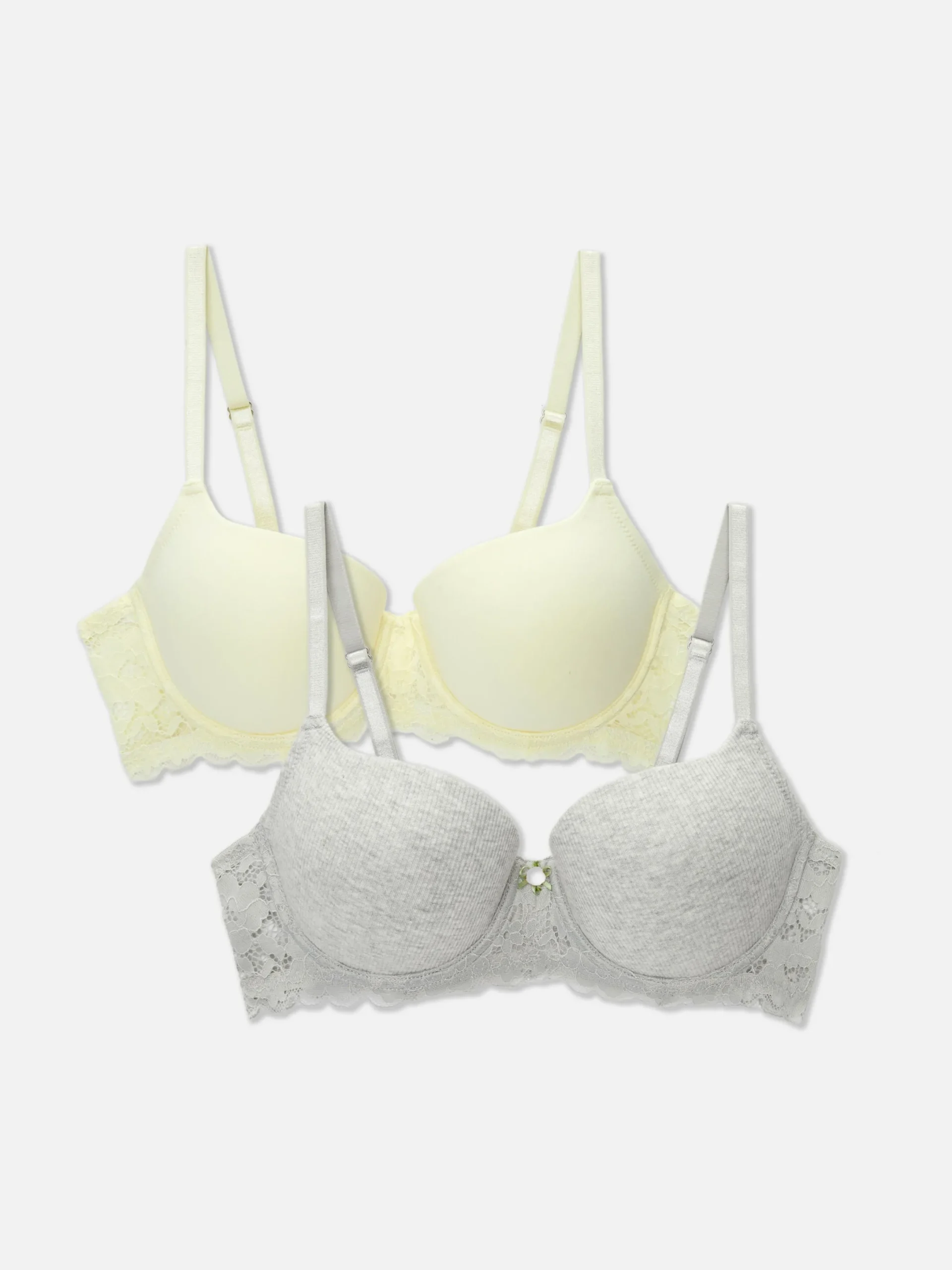 Bhs|Primark Balconette-BHs Mit Spitze, 2er-Pack Grau meliert