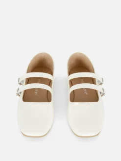 Flache Schuhe|Primark Ballerinas Mit Doppelriemchen Ecrufarben