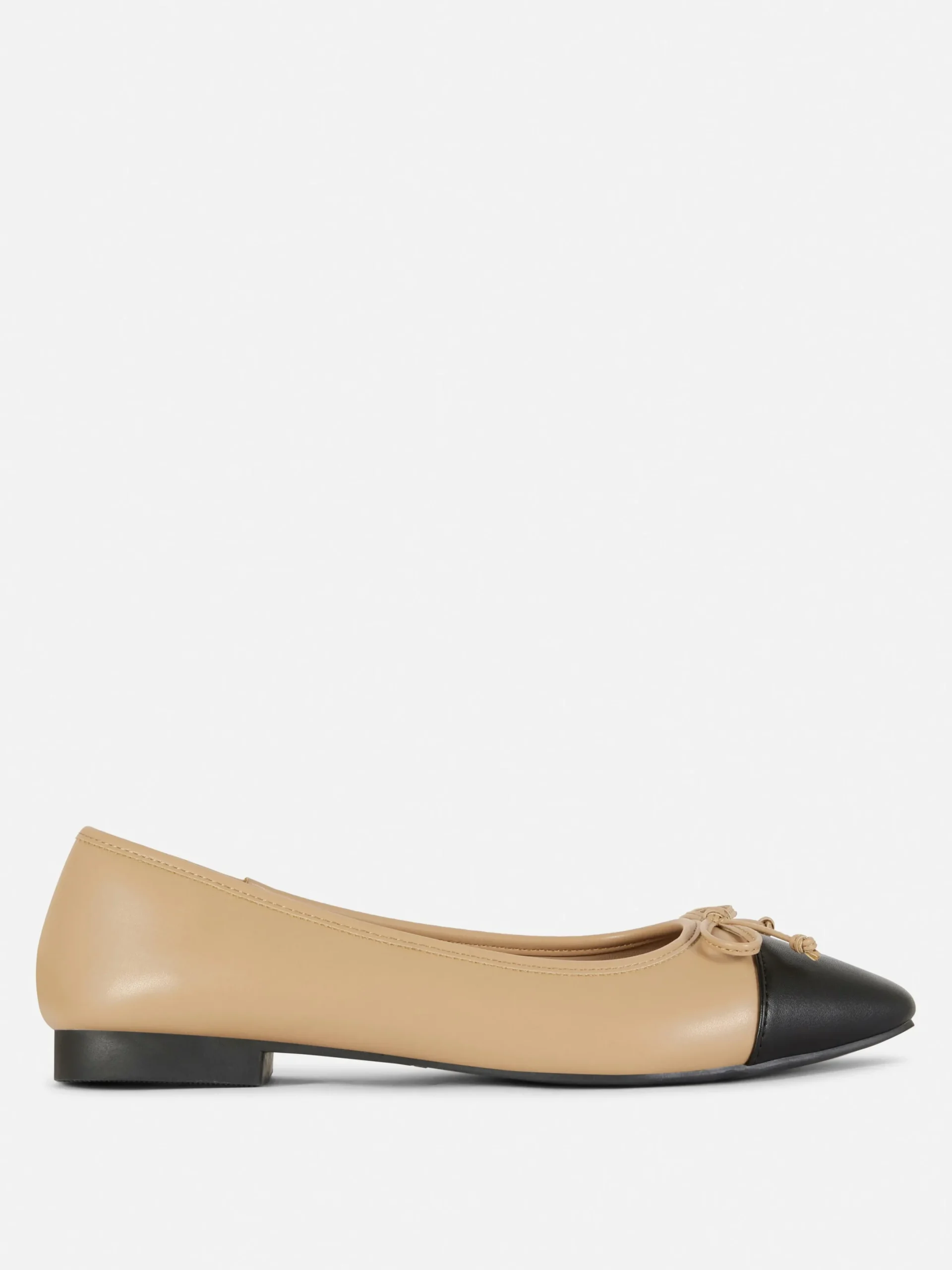 Flache Schuhe|Primark Ballerinas Mit Kontrastierender Zehenkappe Kamelbraun