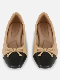 Flache Schuhe|Primark Ballerinas Mit Kontrastierender Zehenkappe Kamelbraun