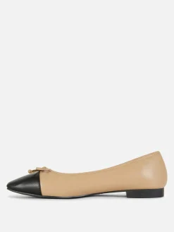 Flache Schuhe|Primark Ballerinas Mit Kontrastierender Zehenkappe Kamelbraun