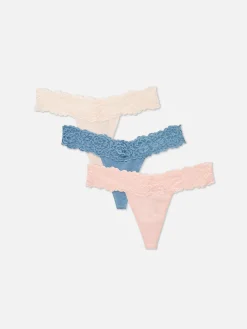 Slips|Primark Bandeau-Tangas Aus Spitze, 3er-Pack Rosa