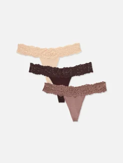 Slips|Primark Bandeau-Tangas Aus Spitze, 3er-Pack Mokkafarben