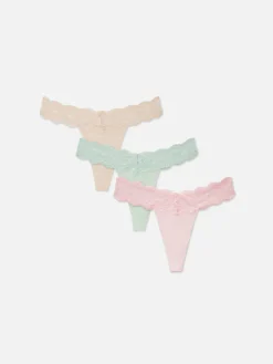 Slips|Primark Bandeau-Tangas Aus Spitze, 3er-Pack Hellrosa