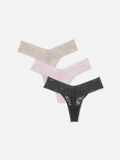 Slips|Primark Bandeau-Tangas Mit Blumenspitze, 3er-Pack Anthrazitfarben