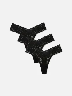 Slips|Primark Bandeau-Tangas Mit Spitze, 3er-Pack Schwarz
