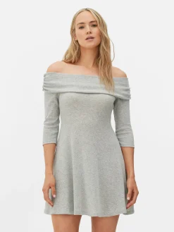 Kleider|Primark Bardot-Minikleid Grau
