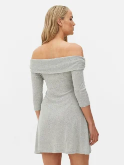 Kleider|Primark Bardot-Minikleid Grau