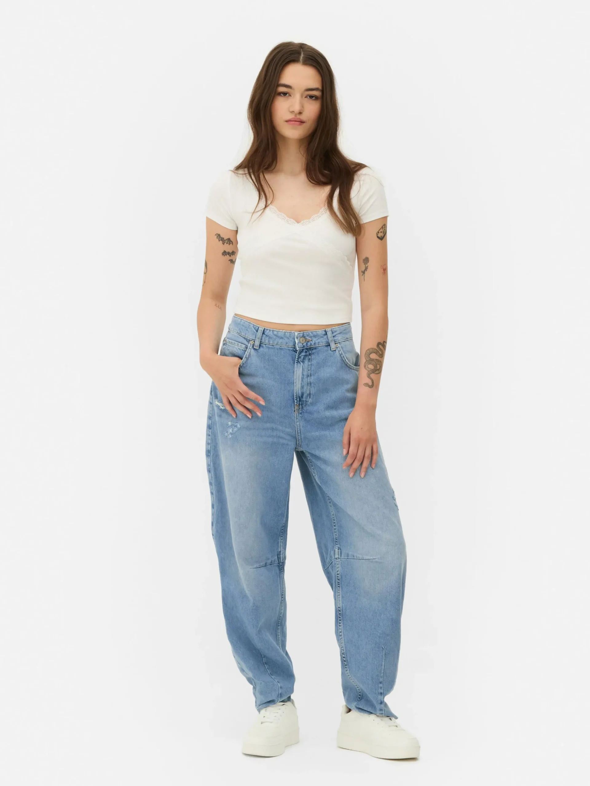 Jeans|Primark Barrel-Jeans Hellblau
