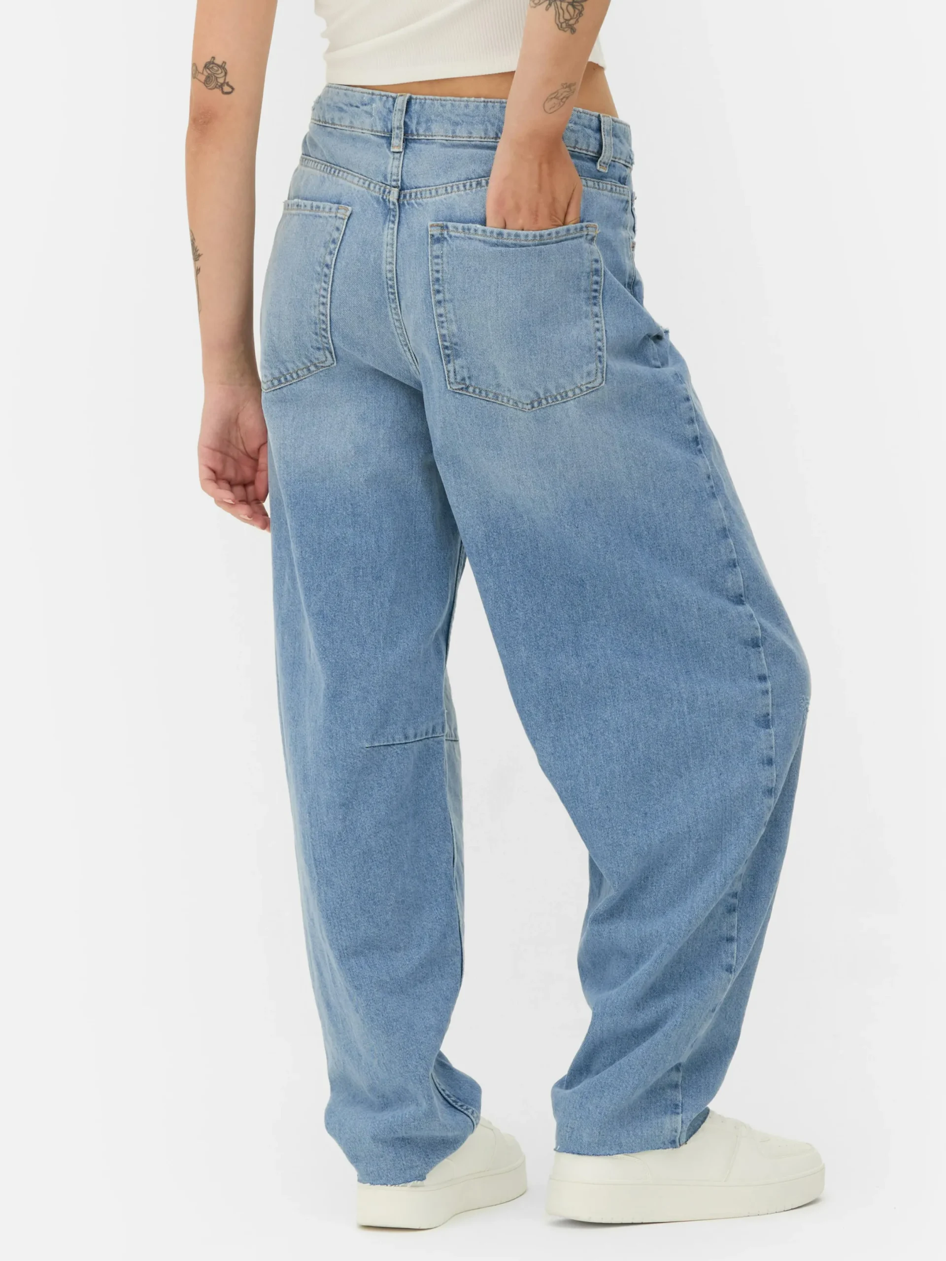 Jeans|Primark Barrel-Jeans Hellblau