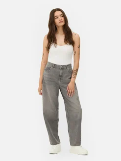 Jeans|Primark Barrel-Jeans Grau