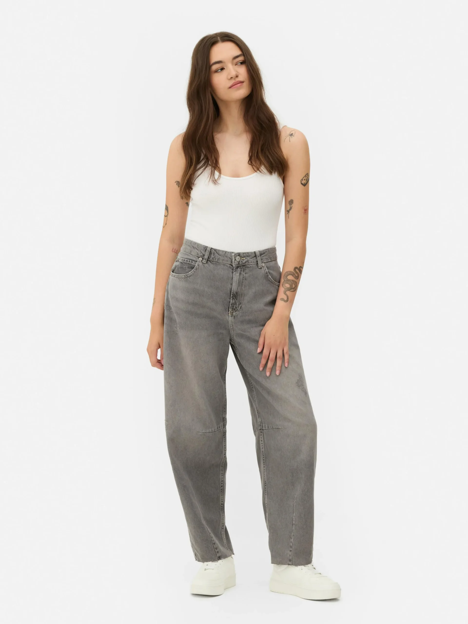 Jeans|Primark Barrel-Jeans Grau