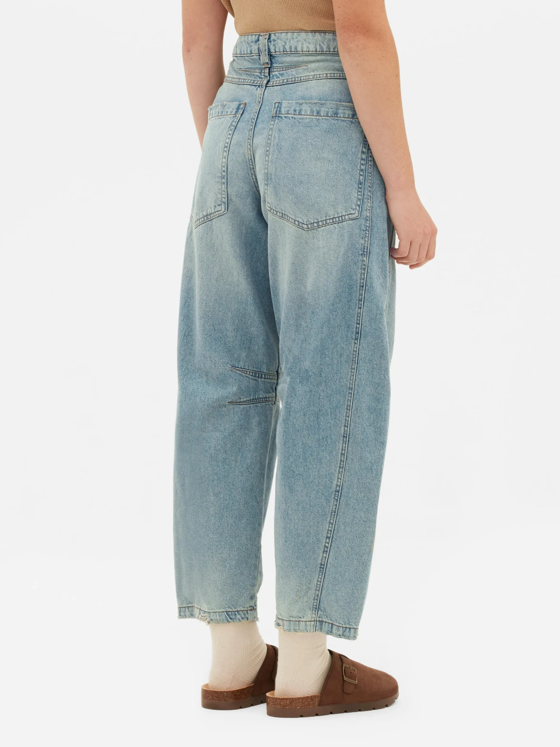 Denim|Jeans|Primark Barrel-Jeans Im Used-Look Hellblau