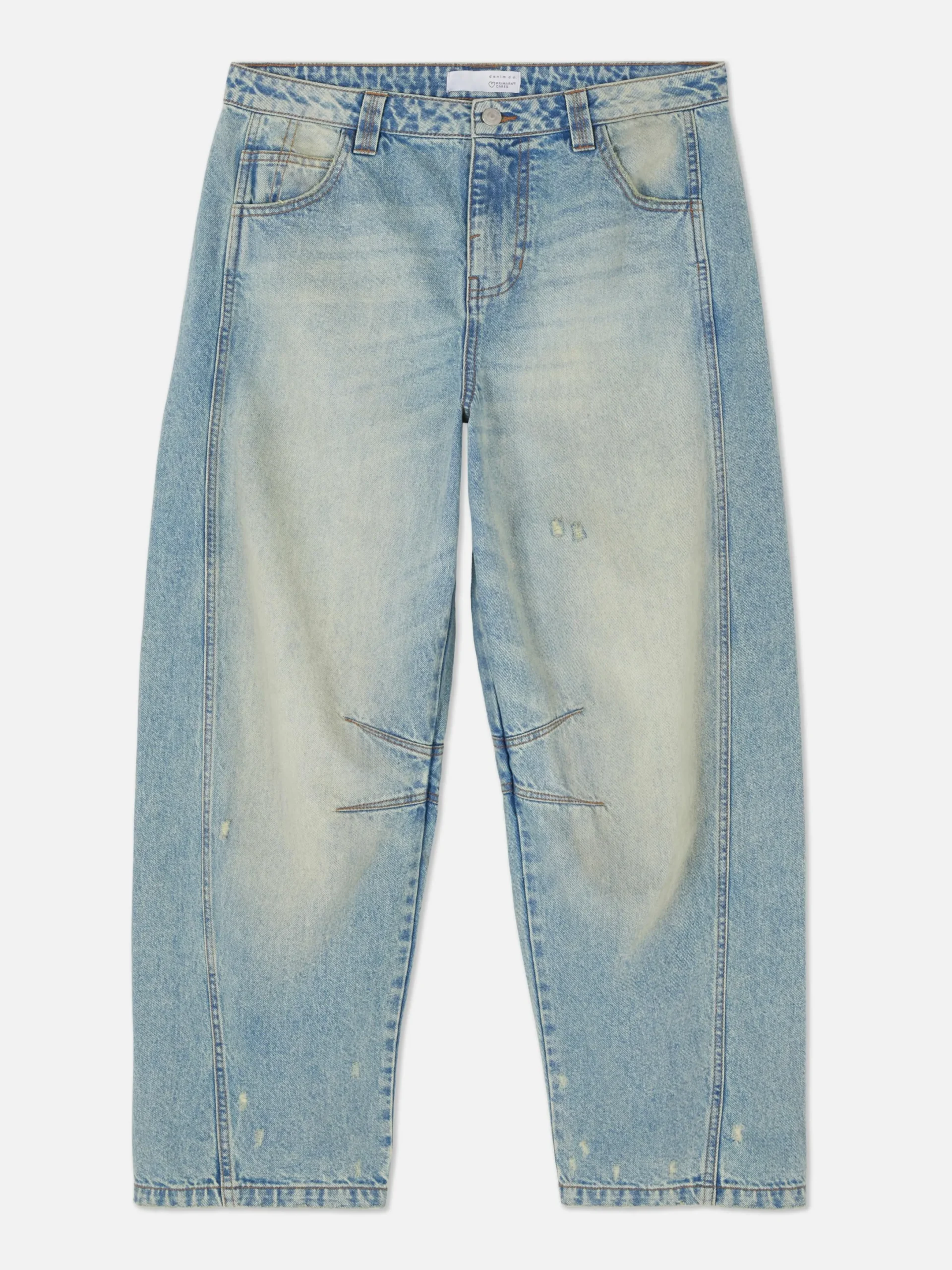 Denim|Jeans|Primark Barrel-Jeans Im Used-Look Hellblau
