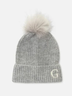 Mützen, Handschuhe Und Schals|Primark Beanie Mit Bommel Und Gestickter Initiale Grau