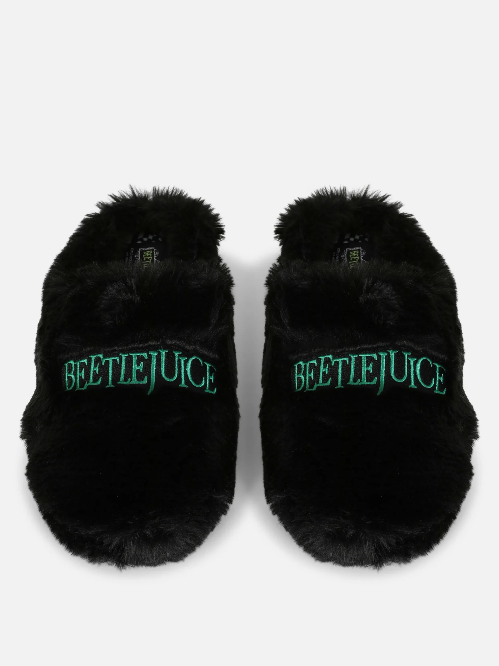 Beetlejuice|Halloween-Accessoires|Primark „Beetlejuice“ Flauschige Hausschuhe Schwarz/Weiß