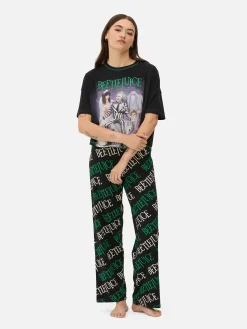 Beetlejuice|Halloween Alle|Primark „Beetlejuice“ Schlafanzug Mit Logo Schwarz