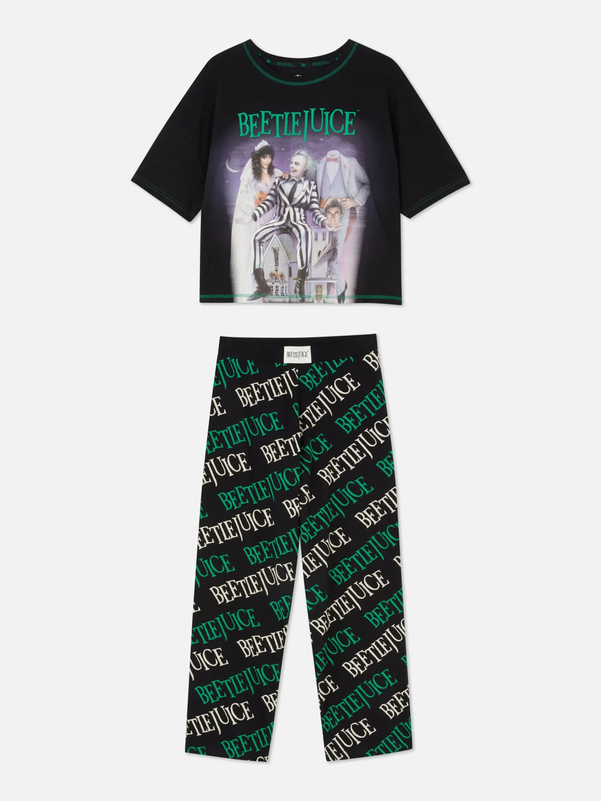Beetlejuice|Halloween Alle|Primark „Beetlejuice“ Schlafanzug Mit Logo Schwarz
