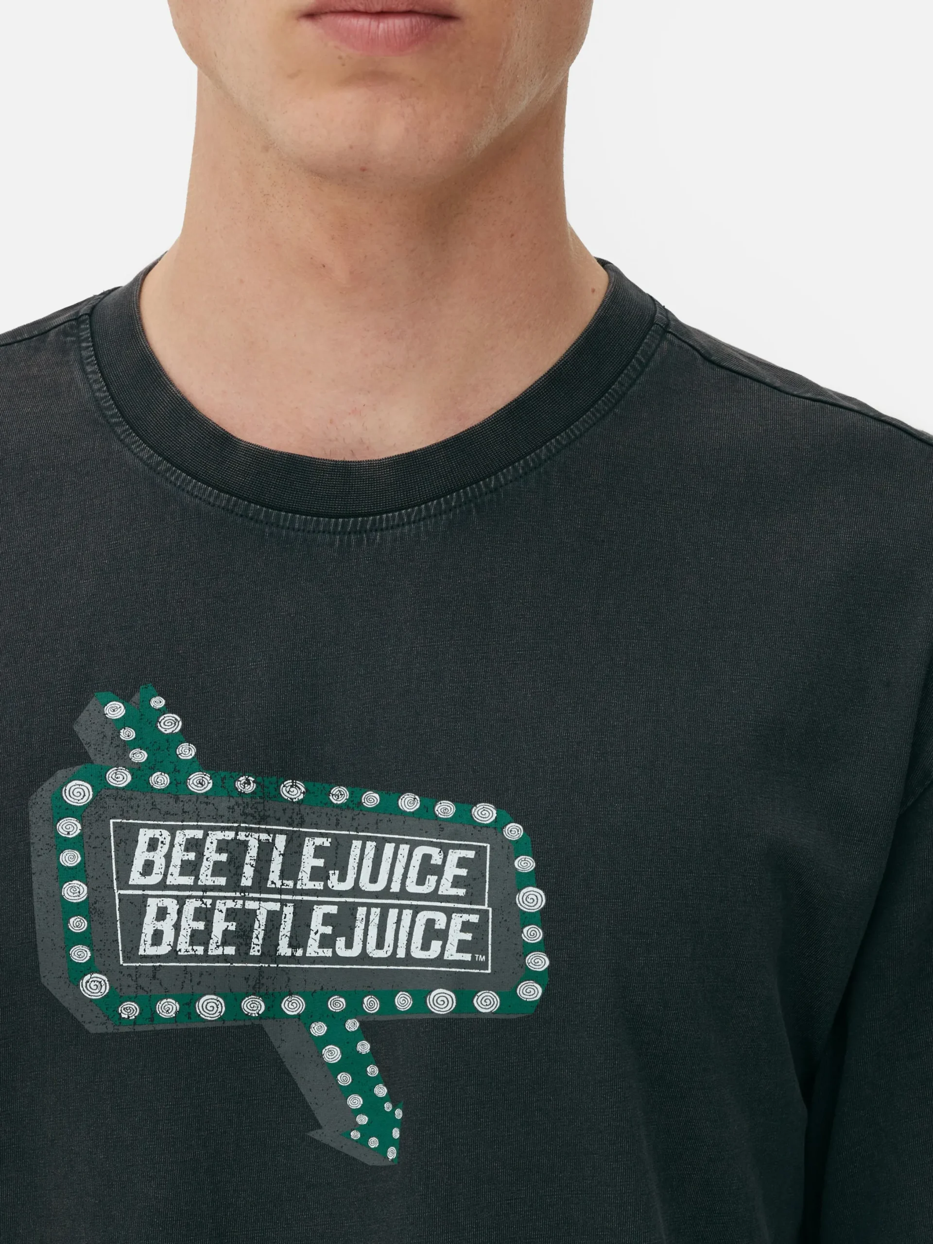 Beetlejuice|Halloween Alle|Primark „Beetlejuice“ T-Shirt In Verwaschener Optik Anthrazitfarben