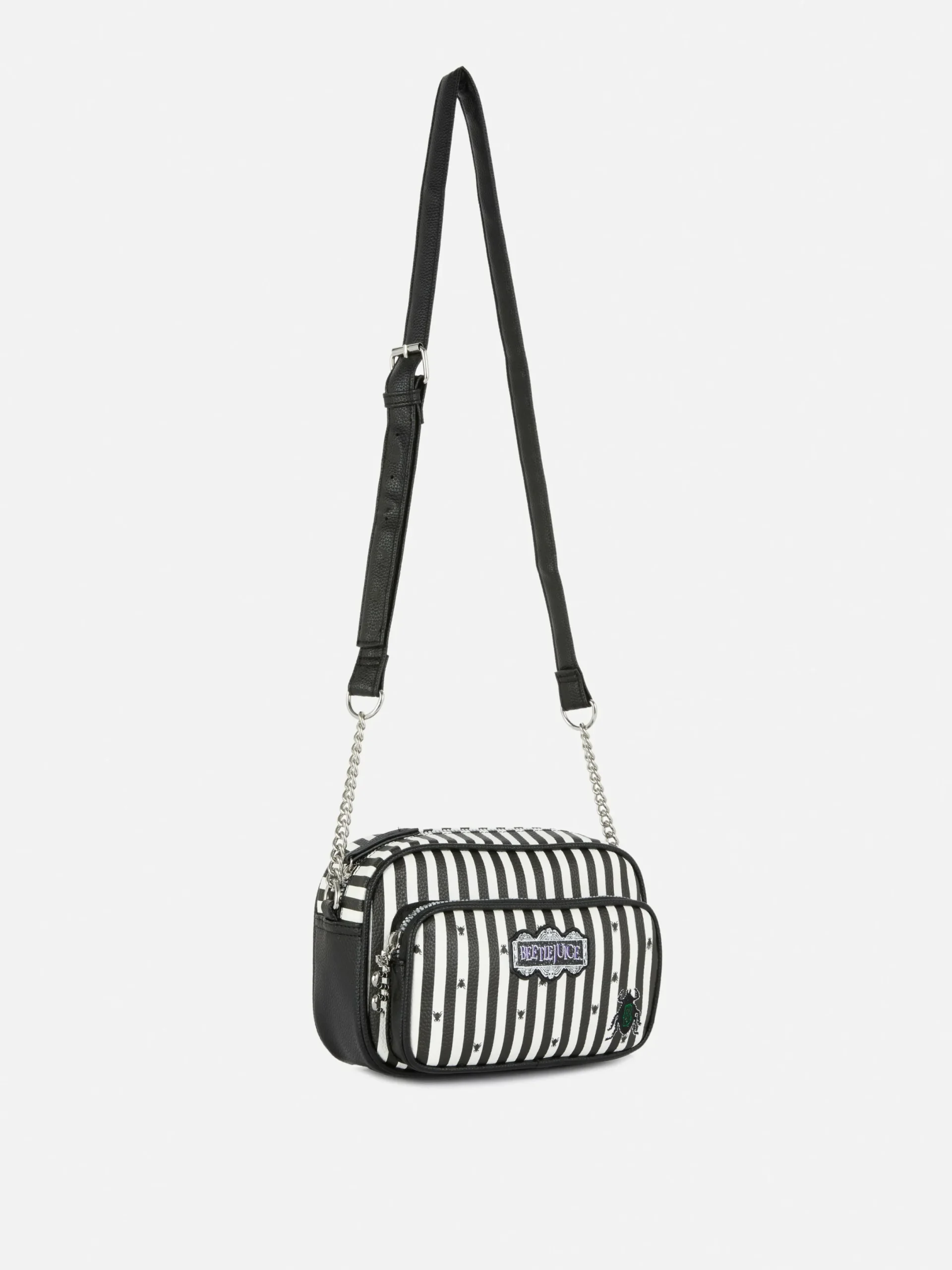 Beetlejuice|Halloween-Accessoires|Primark „Beetlejuice“ Umhängetasche Schwarz/Weiß
