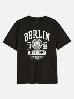 Tops Und T-Shirts|Primark „Berlin“ T-Shirt Im College-Stil Schwarz