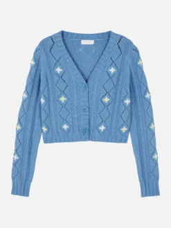 Pullover Und Cardigans|Primark Bestickter Cardigan Mit V-Ausschnitt Blau