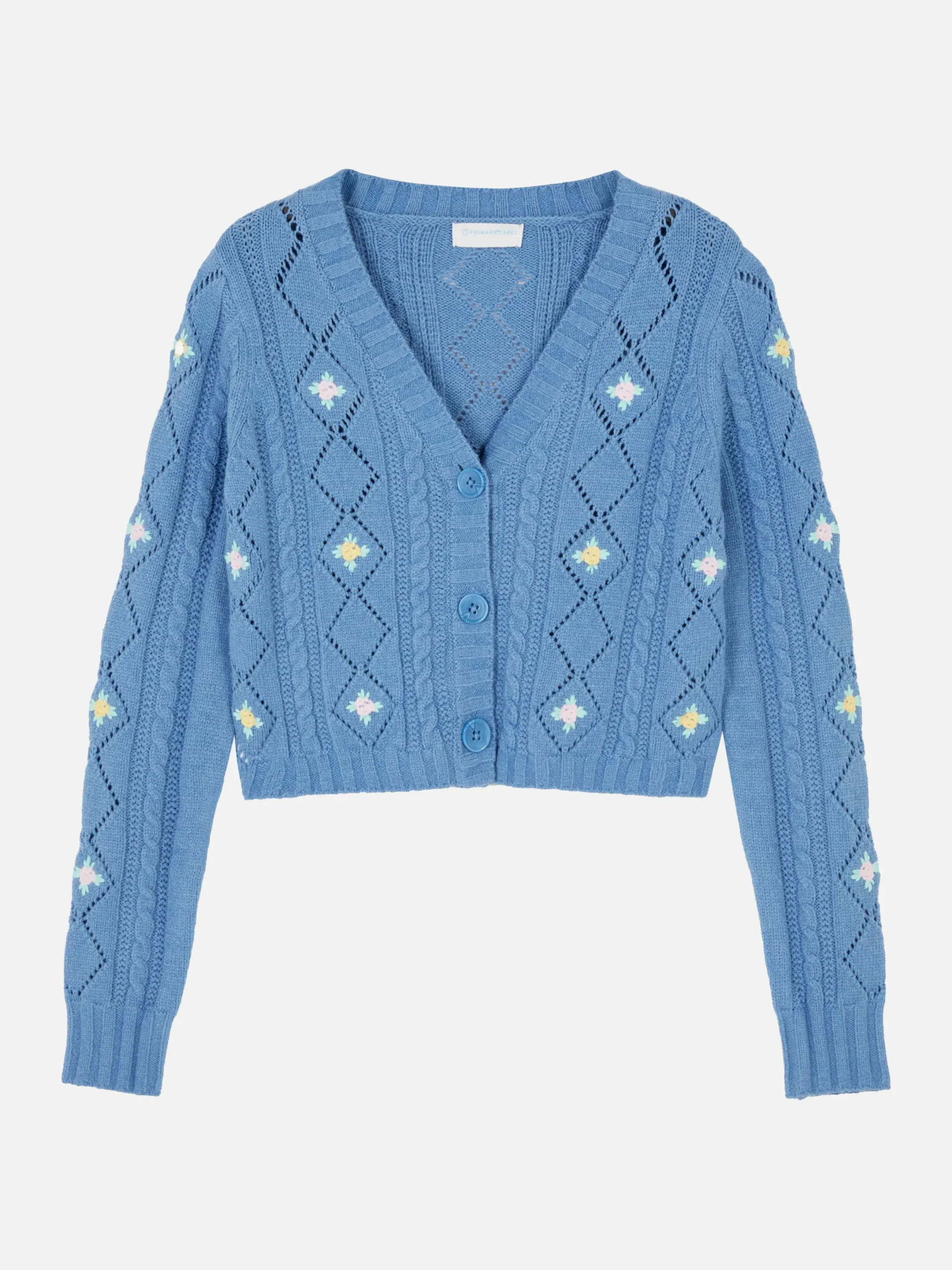 Pullover Und Cardigans|Primark Bestickter Cardigan Mit V-Ausschnitt Blau