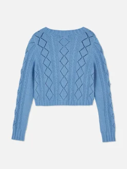 Pullover Und Cardigans|Primark Bestickter Cardigan Mit V-Ausschnitt Blau
