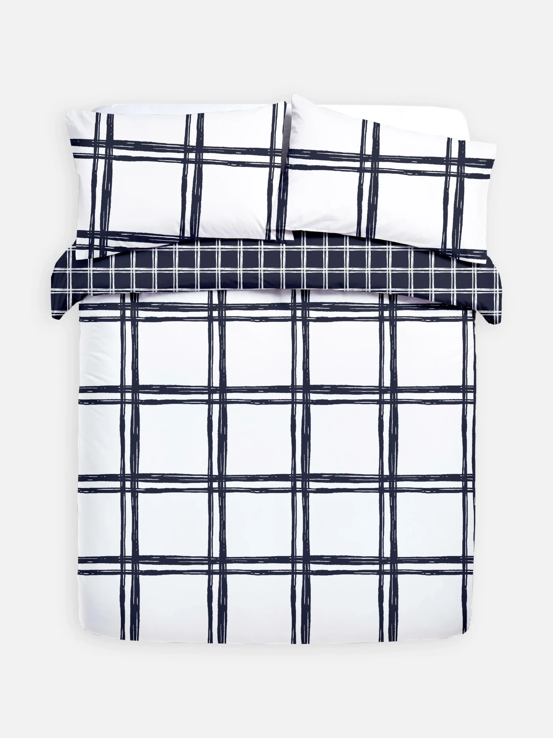 Bettwäsche Und Sets|Primark Bettwäscheset Mit Fensterkaros Für Doppelbetten Marineblau