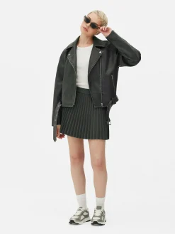 Jacken Und Mäntel|Primark Bikerjacke Aus Kunstleder Im Used-Look Grau