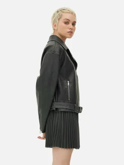 Jacken Und Mäntel|Primark Bikerjacke Aus Kunstleder Im Used-Look Grau