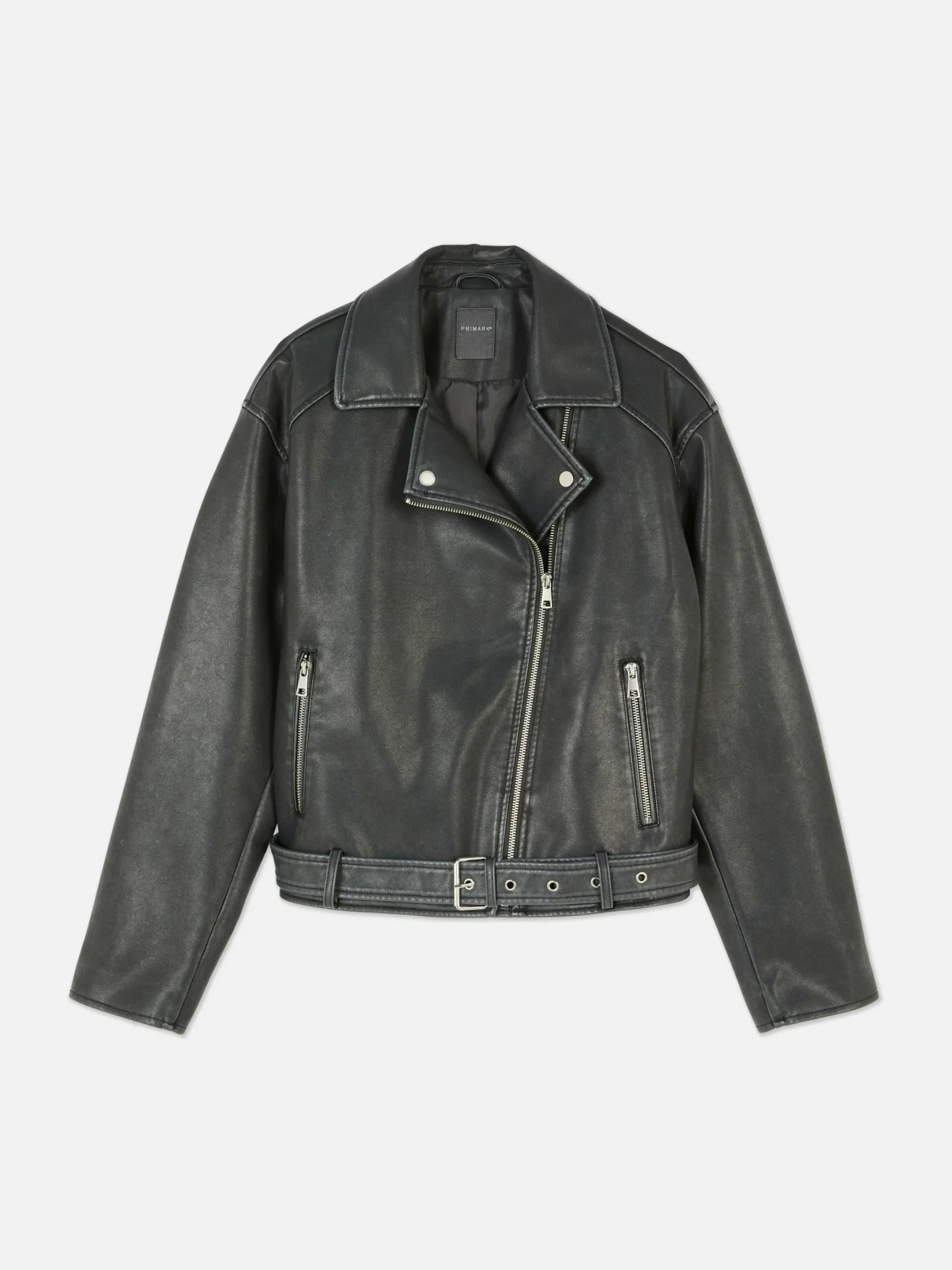Jacken Und Mäntel|Primark Bikerjacke Aus Kunstleder Im Used-Look Grau