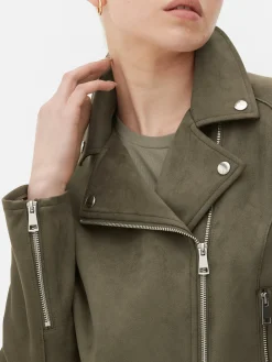 Jacken Und Mäntel|Primark Bikerjacke In Wildleder-Optik Khakifarben