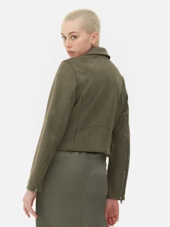 Jacken Und Mäntel|Primark Bikerjacke In Wildleder-Optik Khakifarben