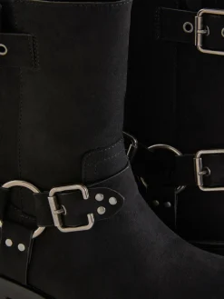 Stiefel|Primark Bikerstiefel In Wildleder-Optik Schwarz