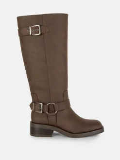 Stiefel|Primark Bikerstiefel Mit Eckiger Zehenpartie Schokoladenbraun