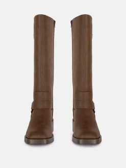 Stiefel|Primark Bikerstiefel Mit Eckiger Zehenpartie Schokoladenbraun