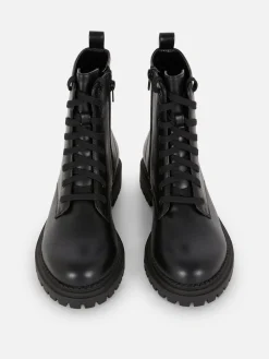 Stiefel|Primark Bikerstiefel Zum Schnüren Schwarz