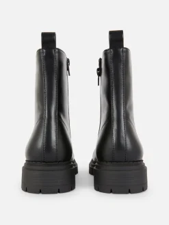 Stiefel|Primark Bikerstiefel Zum Schnüren Schwarz