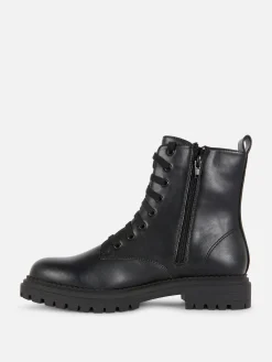 Stiefel|Primark Bikerstiefel Zum Schnüren Schwarz