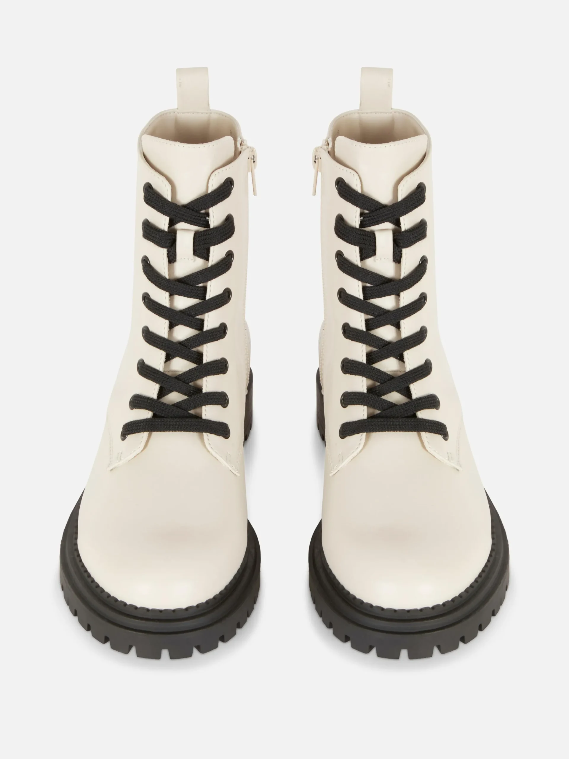 Stiefel|Primark Bikerstiefel Zum Schnüren Ecrufarben