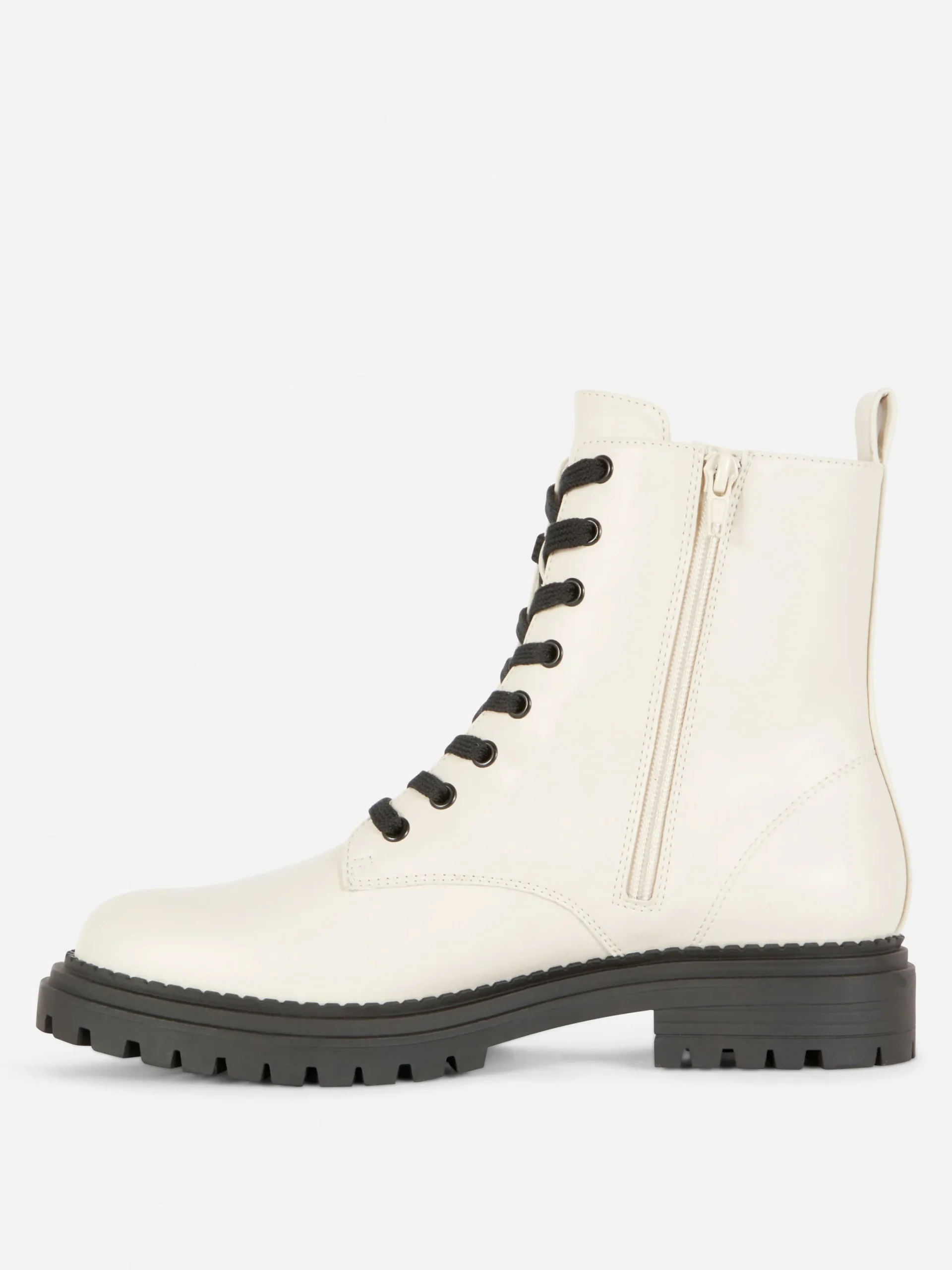Stiefel|Primark Bikerstiefel Zum Schnüren Ecrufarben