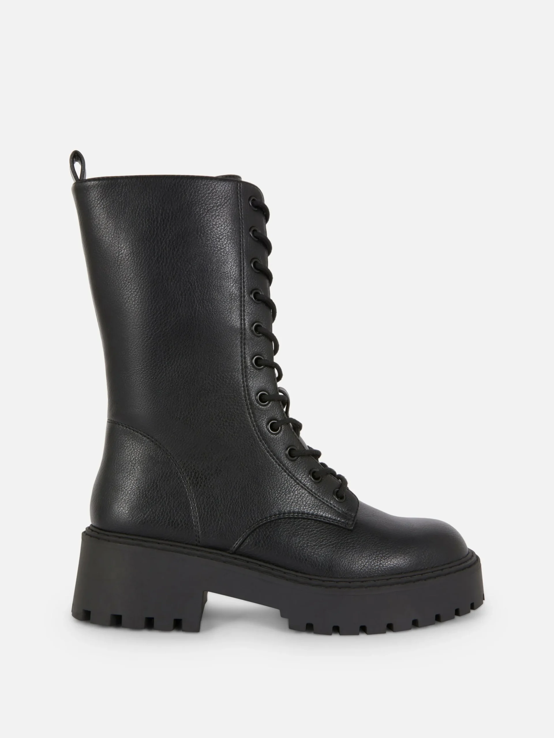 Stiefel|Primark Bikerstiefel Zum Schnüren Mit Dicker Sohle Schwarz