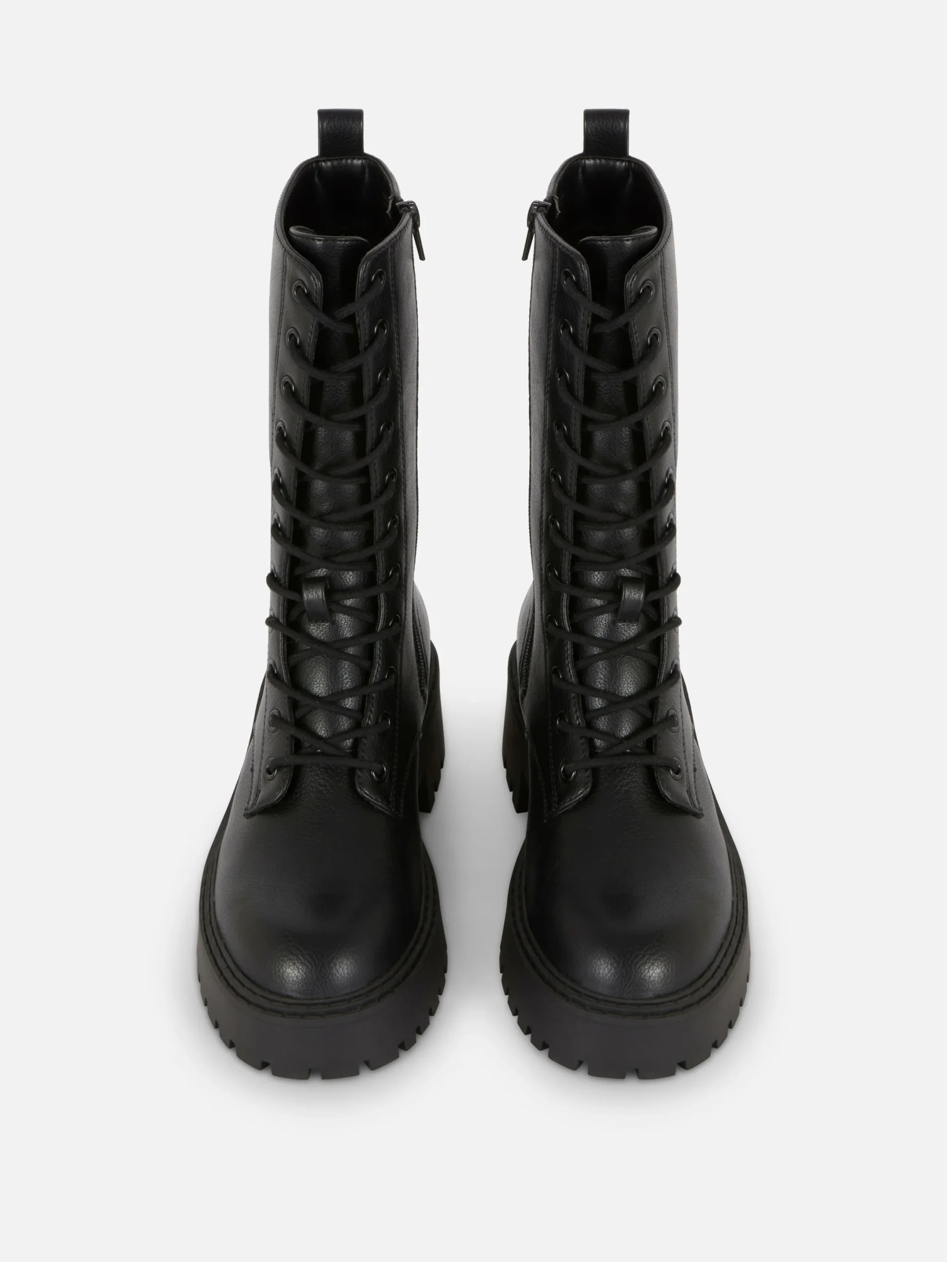 Stiefel|Primark Bikerstiefel Zum Schnüren Mit Dicker Sohle Schwarz