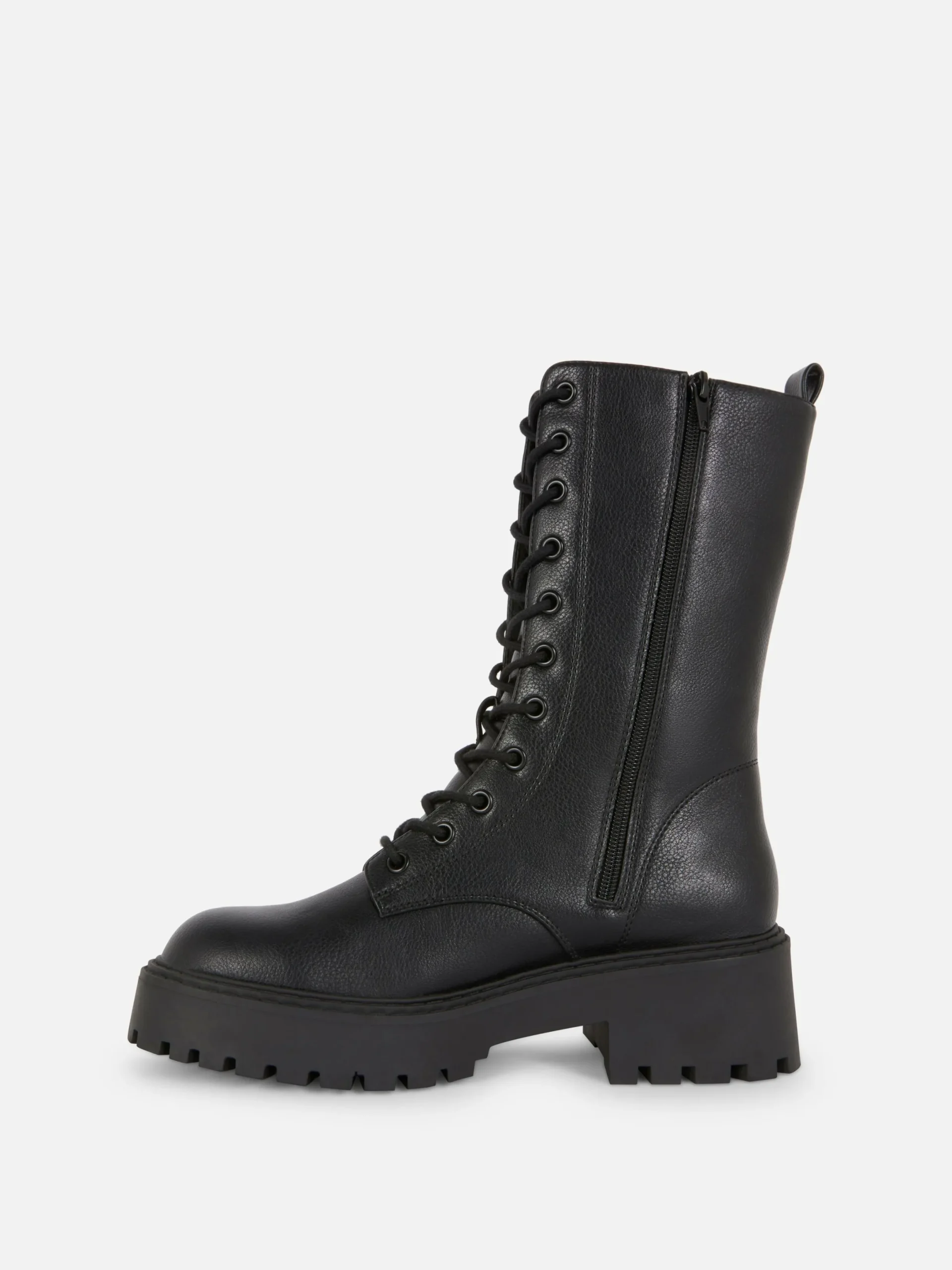 Stiefel|Primark Bikerstiefel Zum Schnüren Mit Dicker Sohle Schwarz