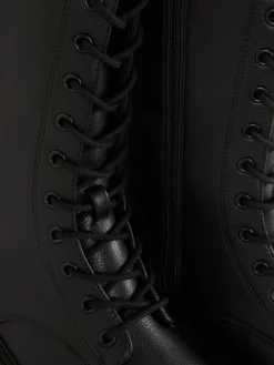 Stiefel|Primark Bikerstiefel Zum Schnüren Mit Dicker Sohle Schwarz
