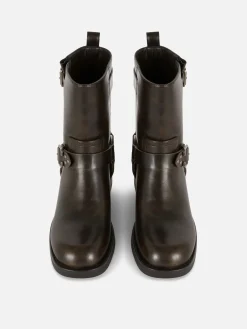 Stiefel|Primark Bikerstiefeletten Aus Kunstleder Braun