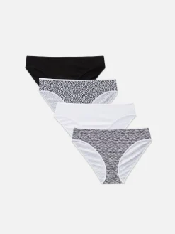 Slips|Primark Bikinislips Für Den Alltag, 4er-Pack Schwarz/Weiß